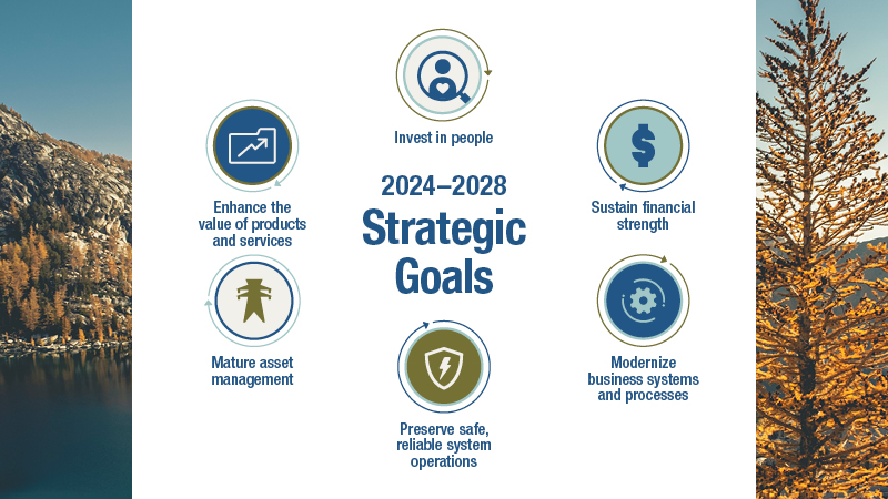 icons with text description of strategic plan goals below them