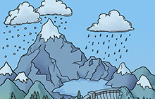 snip of hydropower poster - mountains and snowpack