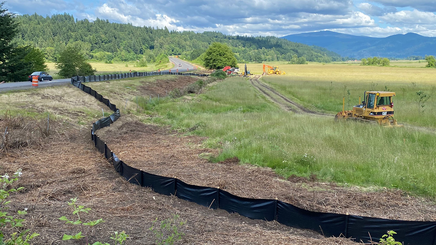 Bulldozers enter the Steigerwald National Wildlife Refuge in June embarking on a two year fish habitat restoration project. The effort supported by BPA will reconnect 960 acres of wetlands that have been cut off from the Columbia River for generations.