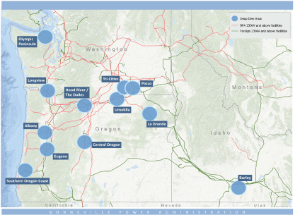 Map of deep dive areas
